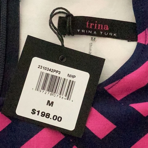 TRINA TURK NWT ZAP PONTE SHORT SLEEVE SHIFT MINI DRESS MEDIUM - Picture 5 of 8